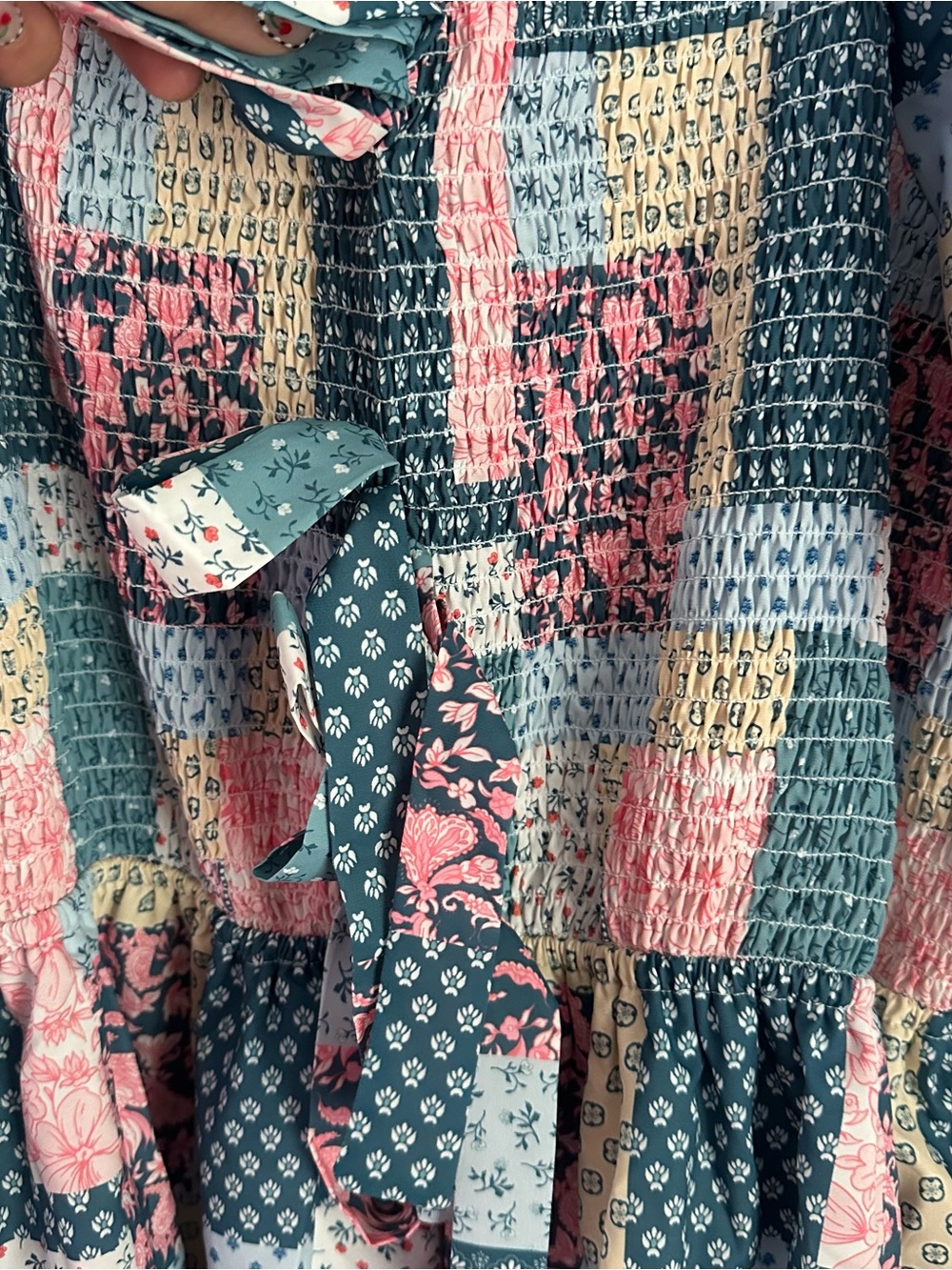 Simply southern tiered smocked patchwork midi / maxi dress xxl women’s nwt - Picture 5 of 11